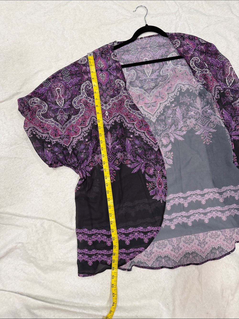 Sheer Purple Paisley Kimono Robe or Light Jacket/Cover Up for Women - Picture 5 of 8